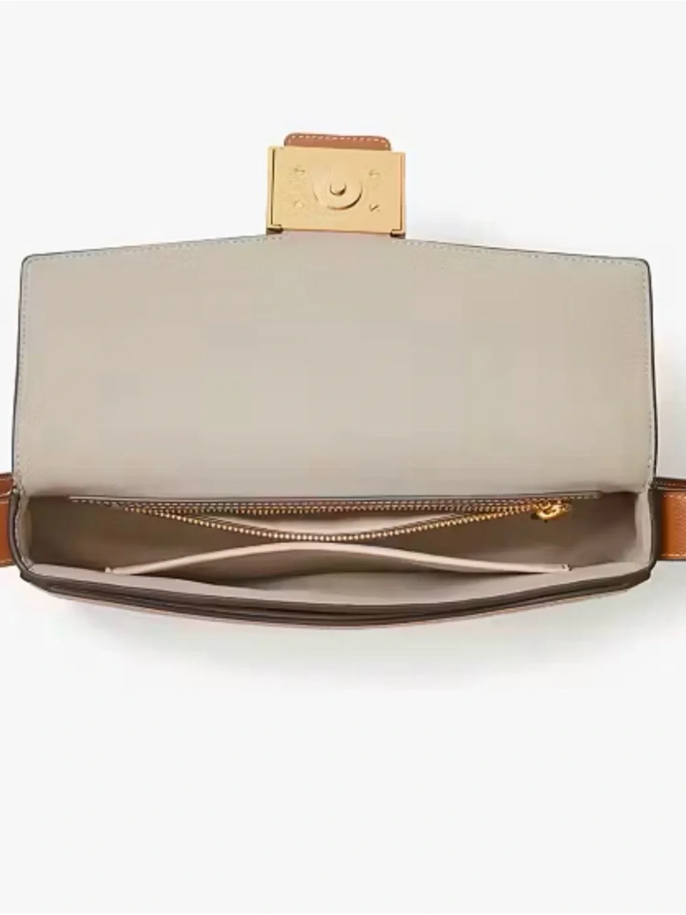 kate spade Cream and Brown Leather Color Block Medium Shoulder Bag